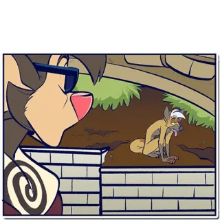 😒 7ef28d16 dibujos animados, animales, antropomórfico, perro, hiena, cómico telegram sticker