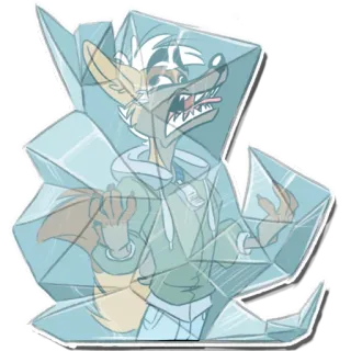 ☃️ 95c04602 hielo, congelado, dibujos animados, peludo, zorro, frío, invierno, animal telegram sticker