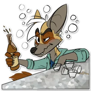 🥃 df3b53f5 Dibujos animados, Alcohol, Bebida, Fiesta, Zorro, Bar telegram sticker