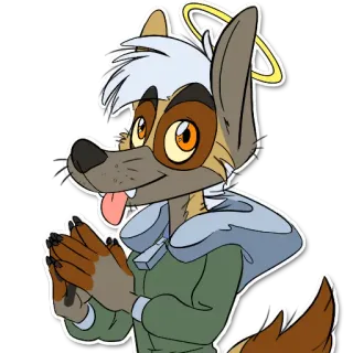 😇 df896636 perro, ángel, halo, antropomórfico, dibujos animados, lindo, peludo, arte digital telegram sticker