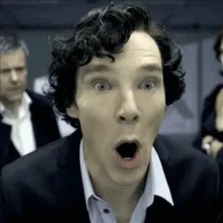 💎 fbb165f1 Sherlock Holmes Sherlock surpreso, chocado, Sherlock, Benedict Cumberbatch, reação telegram sticker