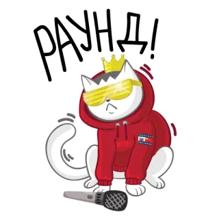 ☹ 95ba92fb РАУНД! gatto, microfono, corona, rotondo, musica telegram sticker