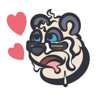 💦 7105644e 熊猫, 爱心, 爱, 卡通, 贴纸, 可爱 telegram sticker