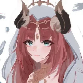 💧 323d2a63 Anime, Mujer, Cuernos, Fantasía, Personaje, Arte digital telegram sticker