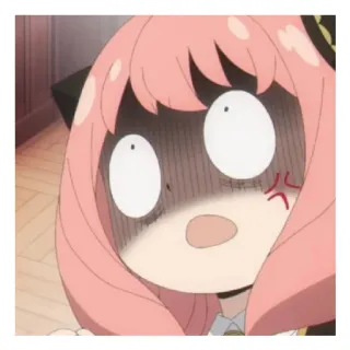 😄 dfcad357 Anya Forger Spy x Family Anya, Spy x Family, anime, kartun, imut, terkejut, khawatir, lucu whatsapp sticker