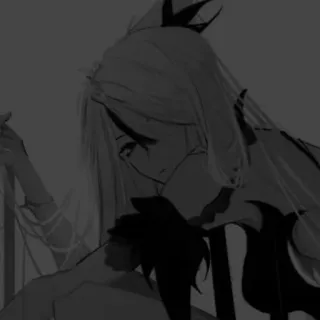 🗝 fd9c440b Аниме, Персонаж, Женщина, Грустная, Оттенки серого telegram sticker