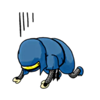 😔 56afa3cf 生物, 蓝色, 卡通, 角色, 动物, 幻想 telegram sticker