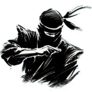 🔫 6183271d Ninja, Seni bela diri, Petarung, Pejuang, Hitam putih, Penyelundupan, Pembunuh telegram sticker