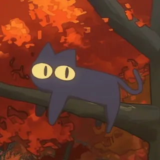 😼 bcc8bf8d cat, animal, autumn, tree, fall, black cat telegram sticker