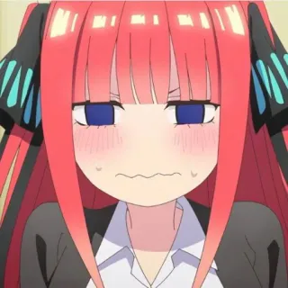 🍷 3301980d Nino Nakano The Quintessential Quintuplets anime, kreskówka, Nino Nakano, Pięć równych żon, postać, słodki, zły telegram sticker