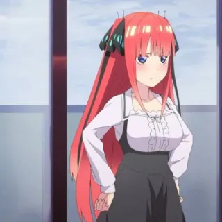 🍷 3a90519c Nino Nakano The Quintessential Quintuplets Anime, Dziewczyna, rude włosy, Nino Nakano, The Quintessential Quintuplets, słodkie telegram sticker