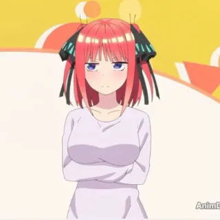 🍷 55cca8fc Nino Nakano The Quintessential Quintuplets Anime, Dziewczyna, Nino Nakano, The Quintessential Quintuplets, Skrzyżowane ręce telegram sticker