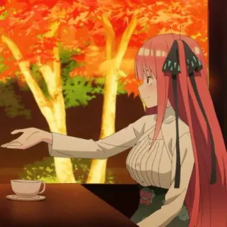 🍷 5b3ff076 Anime, Postać, Dziewczyna, długie włosy, herbata, jesień, jesień telegram sticker