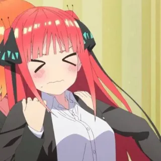 🍷 e95e3b5b Nino Nakano The Quintessential Quintuplets Anime, Dziewczyna, Kreskówka, Postać, Zły telegram sticker