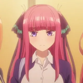 😕 15f5c26e Nino Nakano The Quintessential Quintuplets 动漫, 粉色头发, 女孩, 可爱, 傲娇 telegram sticker