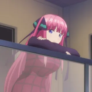 😶 33d9a702 Nino Nakano The Quintessential Quintuplets 动漫, 粉色头发, 女孩, 可爱, 角色 telegram sticker