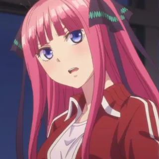 ❓ e0830f41 Nino Nakano The Quintessential Quintuplets 动漫, 粉色头发, 女孩, 老婆, 可爱 telegram sticker