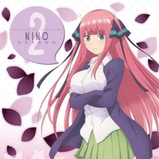 🐰 16554bc4 Nino Nakano 2 anime, female, character, cartoon, pink hair, Nino Nakano whatsapp sticker