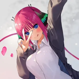😜 5800b1c3 Nino Nakano The Quintessential Quintuplets anime, nino nakano, the quintessential quintuplets, character, cartoon whatsapp sticker