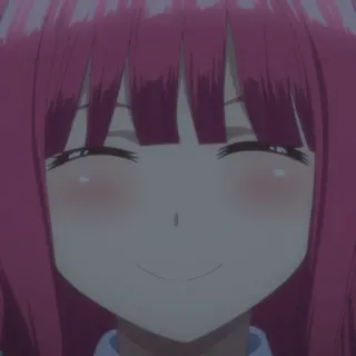 😊 7ea014a8 anime, cartoon, pink hair, smiling, girl, cute whatsapp sticker