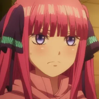 😥 a234393d Nino Nakano The Quintessential Quintuplets anime, character, pink hair, quintessential quintuplets whatsapp sticker