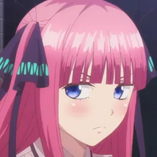 😒 b5823022 Nino Nakano The Quintessential Quintuplets anime, pink hair, girl, Nino, Nakano, expression whatsapp sticker