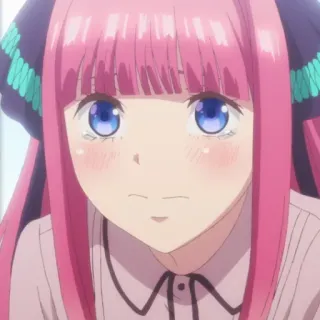🥺 b9ce4fee Nino Nakano The Quintessential Quintuplets anime, girl, pink hair, cute, manga, the quintessential quintuplets, nino nakano whatsapp sticker