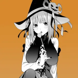 💋 e730a5d9 witch, anime, halloween, cute, girl, pumpkin, sticker whatsapp sticker