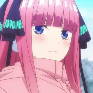 😕 eae793f2 Nino Nakano The Quintessential Quintuplets anime, girl, pink hair, blue eyes, Nino, Nakano, The Quintessential Quintuplets whatsapp sticker