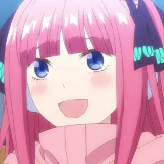 😃 f135cd30 Nino Nakano The Quintessential Quintuplets anime, girl, pink hair, character, cute, cartoon whatsapp sticker