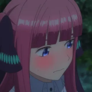 😳 f192328e Nino Nakano The Quintessential Quintuplets anime, girl, character, pink hair, cute, blush whatsapp sticker