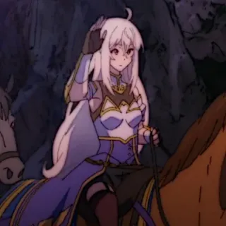 🍪 5e9d1400 Anime, Ragazza, Donna, Cavallo, Equitazione, Armatura, Fantasy telegram sticker