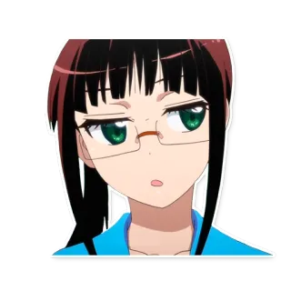 😒 9f621a6e 애니메이션, 여자, 안경, 만화, 캐릭터 telegram sticker