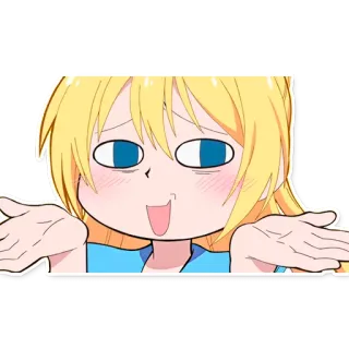 👐 eaf4e4ee 애니메이션, 소녀, 금발, 만화, 표정, 어깨를 으쓱, 귀여운, 스티커 telegram sticker