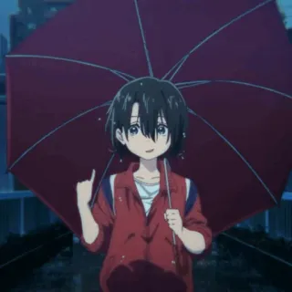 🥢 06932846 Shouko Nishimiya A Silent Voice anime, a silent voice, shouko nishimiya, character, umbrella, rain, movie, cute telegram sticker