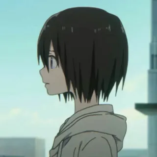 🥡 80ff209d anime, girl, short hair, hoodie, profile, cartoon telegram sticker