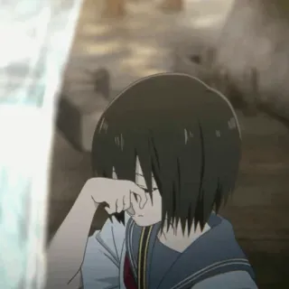 🥡 9095e61f anime, sad, crying, girl, school uniform, teenager telegram sticker