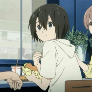 🥡 ffca951e anime, eating, burger, kawaii, cute, animation telegram sticker