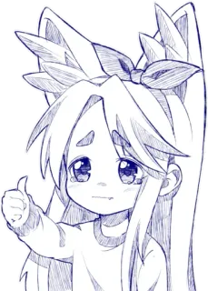 👍 01c2c939 애니메이션, 여자, 귀여운, 그림, 스케치, 일러스트 telegram sticker