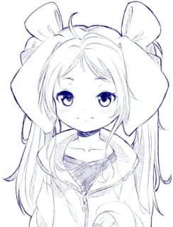 😐 0b38d7e4 애니메이션 여자, 스케치, 만화, 카와이, 귀여운, 캐릭터, 일러스트 telegram sticker