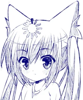 😶 0cadaefb 애니메이션, 만화, 여자, 만화, 그림, 귀여운, 고양이 귀, 스케치 telegram sticker