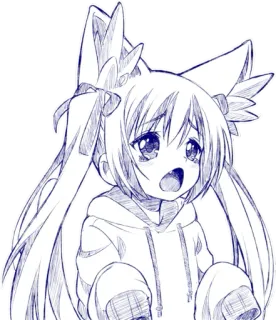 😩 6df1b36d 애니메이션, 소녀, 귀여운, 만화, 스케치, 그림, 후드티 telegram sticker