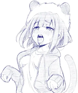 🥵 7391b8c3 애니메이션, 고양이, 후드티, 스케치, 만화 telegram sticker