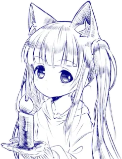 🔥 92f8d6c3 애니메이션, 네코미미, 양초, 그림, 귀여운, 일러스트 telegram sticker