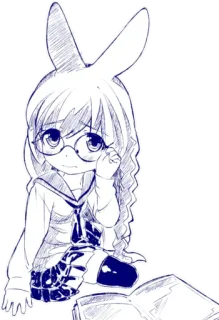 👓 d8d0a7f4 애니메이션, 소녀, 토끼, 귀여운, 안경, 교복 telegram sticker