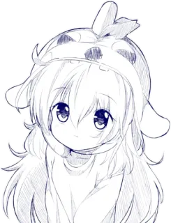 🙁 db25e97f 애니메이션, 만화, 여자, 귀여운, 스케치, 그림 telegram sticker