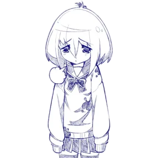 😟 e218cd8c 애니메이션, 소녀, 슬픈, 스케치, 귀여운 telegram sticker