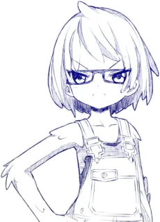 😠 e7cc7c67 애니메이션, 소녀, 안경, 화난, 진지한, 그림 telegram sticker