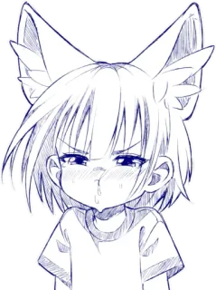 😤 ff1f782b 애니메이션, 여우 소녀, 귀여운, 소녀, 스케치, 그림, 귀, 치비 telegram sticker