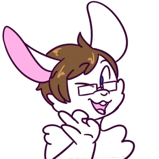 👌 218e70f6 Hase, Fellwesen, Cartoon, Anthropomorph, Kaninchen, Brille, Zwinkern, Cartoon Hase telegram sticker